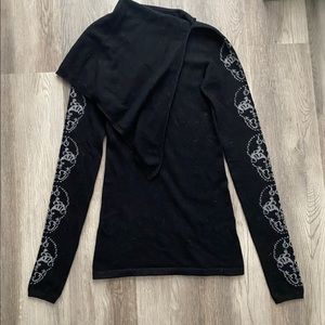 Thomas Wylde Black Cashmere Skull Sweater Top